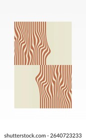 Boho Minimalist Abstract Wave Line Art. Abstract Bauhaus Wall Art Decor