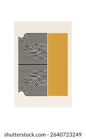 Boho Minimalist Abstract Wave Line Art. Abstract Bauhaus Wall Art Decor