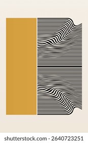 Boho Minimalist Abstract Wave Line Art. Abstract Bauhaus Wall Art Decor