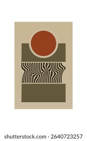 Boho Minimalist Abstract Wave Line Art. Abstract Bauhaus Wall Art Decor