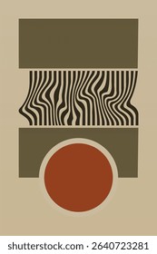 Boho Minimalist Abstract Wave Line Art. Abstract Bauhaus Wall Art Decor