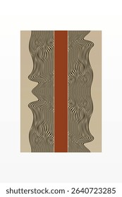 Boho Minimalist Abstract Wave Line Art. Abstract Bauhaus Wall Art Decor