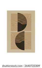 Boho Minimalist Abstract Wave Line Art. Abstract Bauhaus Wall Art Decor