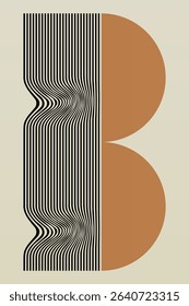 Boho Minimalist Abstract Wave Line Art. Abstract Bauhaus Wall Art Decor