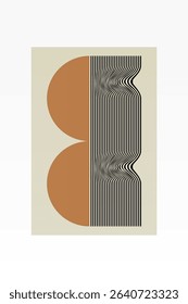 Boho Minimalist Abstract Wave Line Art. Abstract Bauhaus Wall Art Decor