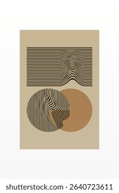 Boho Minimalist Abstract Wave Line Art. Abstract Bauhaus Wall Art Decor