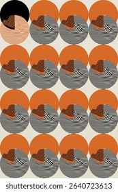 Boho Minimalist Abstract Wave Line Art. Abstract Bauhaus Wall Art Decor
