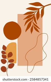 Boho minimalist hand draw Abstract art background. Modern aesthetic illustrations. Bohemian style Collection of contemporary design for wall art, decoration, postcard, poster, brochure.