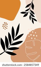Boho minimalist hand draw Abstract art background. Modern aesthetic illustrations. Bohemian style Collection of contemporary design for wall art, decoration, postcard, poster, brochure.