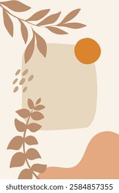 Boho minimalist hand draw Abstract art background. Modern aesthetic illustrations. Bohemian style Collection of contemporary design for wall art, decoration, postcard, poster, brochure.