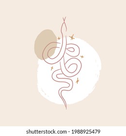 Boho Minimalist Snake, Line Art Print Boho Serpent Animal Line Art Poster, Home Decor