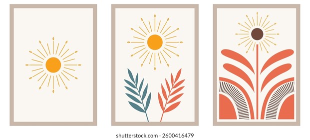 Boho Minimalist Sun and Nature Art