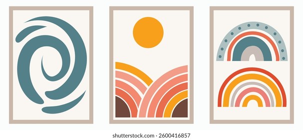 Boho Minimalist Sun and Nature Art