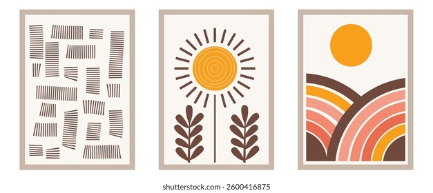 Boho Minimalist Sun and Nature Art