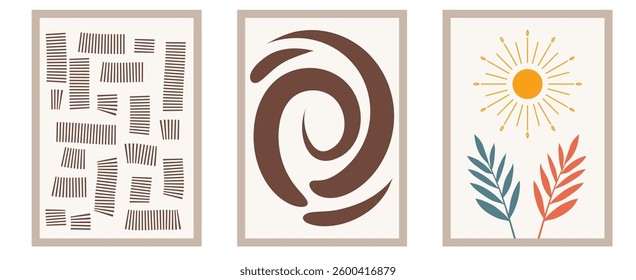 Boho Minimalist Sun and Nature Art
