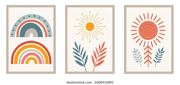 Boho Minimalist Sun and Nature Art