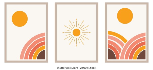 Boho Minimalist Sun and Nature Art