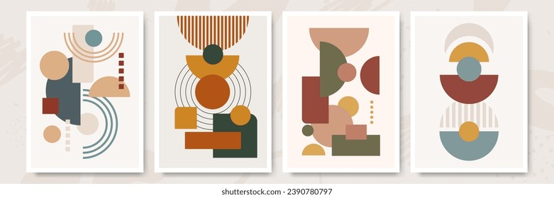 Boho moderne minimalistische abstrakte Liniendrucke mit geometrischer Form