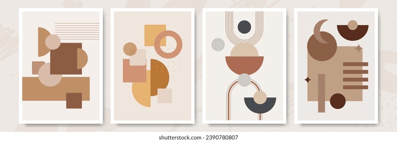 Impresión de arte de línea abstracta minimalista moderno Boho con forma geométrica