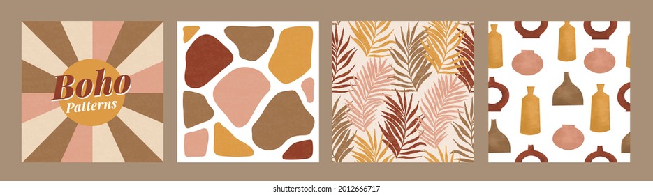 Boho modern seamless pattern for fabric, linen, posters, decor and social media