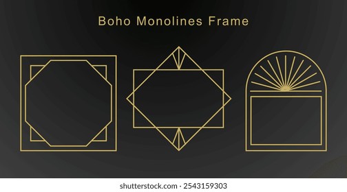  Boho Monoline Frame Collection EPS Vetor para desenhos minimalistas modernos, perfeito para branding, convites e elementos decorativos no Shutterstock