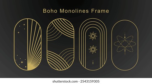  Boho Monoline Frame Collection EPS Vector for Modern Minimalist Designs, Perfect for Branding, Invitations, and Decorative Elements on Shutterstock