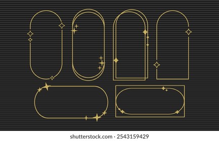  Vector EPS de la Colección del marco de Boho Monoline para los Diseños minimalistas modernos, perfecto para la marca, las invitaciones, y los Elementos decorativos en Shutterstock