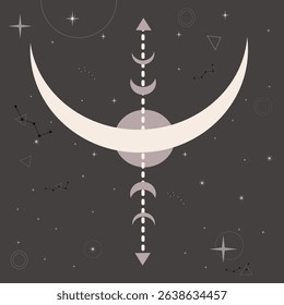 Boho Moon Phases and Celestial Art – Mystical Cosmic Night Sky Design