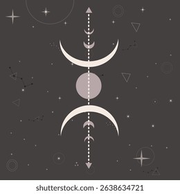 Boho Moon Phases and Celestial Art – Mystical Cosmic Night Sky Design