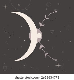 Boho Moon Phases and Celestial Art – Mystical Cosmic Night Sky Design