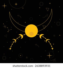 Boho Moon Phases and Celestial Art – Mystical Cosmic Night Sky Design