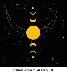 Boho Moon Phases and Celestial Art – Mystical Cosmic Night Sky Design