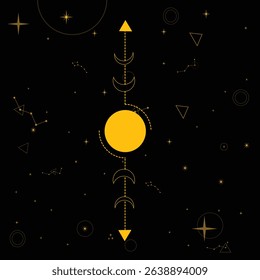 Boho Moon Phases and Celestial Art – Mystical Cosmic Night Sky Design