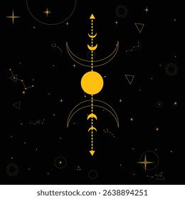 Boho Moon Phases and Celestial Art – Mystical Cosmic Night Sky Design
