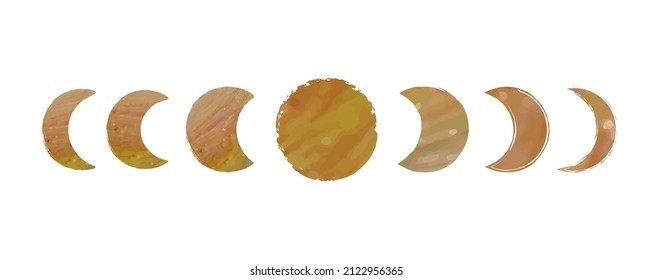 boho moon set vector isolated illustration