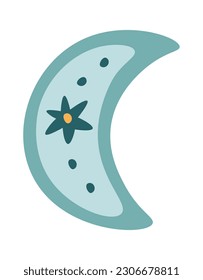 Boho Moon With Star Vector Illustration