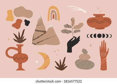 Die Boho Mother Earth Kollektion umfasst elegante Grafiken des Mondes, der Sterne, der Sonne und anderer Naturelemente. Perfekt für Ihr Design: Poster, Website, Grafik, Branding.