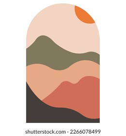 Diseño plano del paisaje montañoso de Boho
