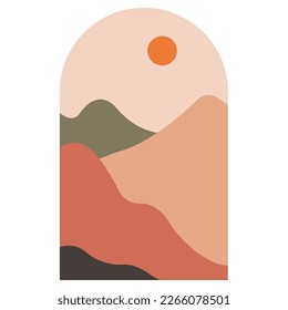 Diseño plano del paisaje montañoso de Boho