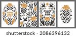 Boho mystical vector posters with inspirational quotes. Enjoy the now. Good vibes only. Hands, flower, bird, sun and floral elements in trendy bohemian tattoo style.