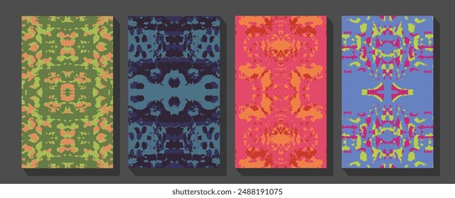 Boho mystical vector posters with inspirational quotes about energy and good vibes.  Trendy covers set. Cool abstract and floral design.