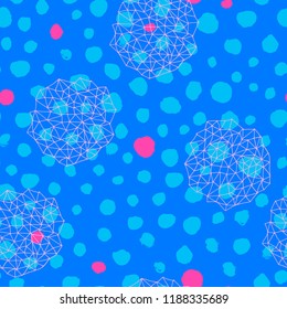 Boho neon seamless pattern with ink brush ornaments. Geometric texture. Abstract background. Creative card, poster, paper