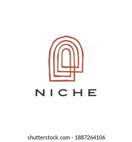 boho niche door french curve logo vector icon illustration