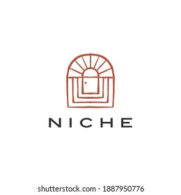 boho niche door french curve logo vector icon illustration