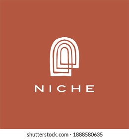 boho niche door french curve logo vector icon illustration