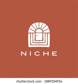 boho niche door french curve logo vector icon illustration