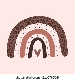 Boho nursery rainbow print for playroom and kids. Vector flat illustration.