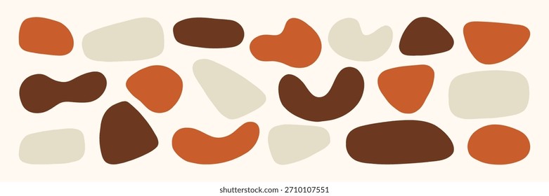 Kit de forma de Amoeba suave orgánico de Boho. Diferente conjunto de forma redonda. Paquete Abstractas de la figura de la mancha. Ilustración vectorial dibujada a mano