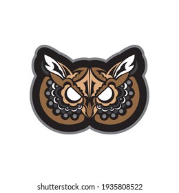 Boho owl face print. Good for clothing and textiles. Vector illustration.