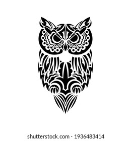 Boho owl. Good for a tattoo. Vector 